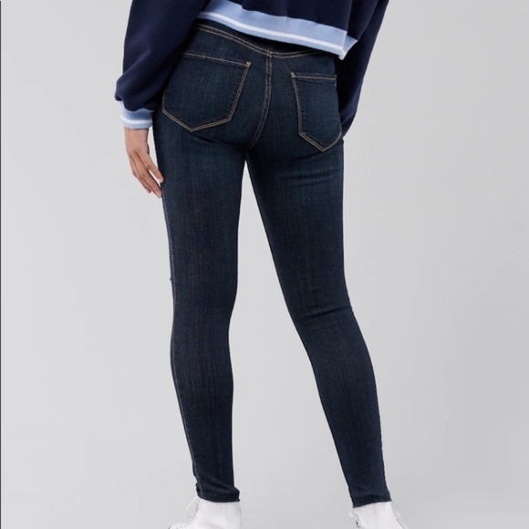 Hollister Curvy High Rise Ripped Jean Legging Jeans Stretchy New NWT Dark 7 28 - Picture 2 of 16